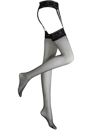 Strumpf+Straps 20den in schwarz von vorne - bonprix