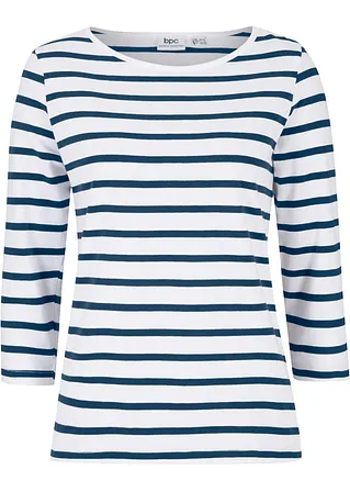 Langarmshirt mit reiner Bio-Baumwolle in weiß von vorne - bonprix