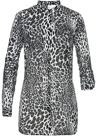 Chiffon Longbluse in schwarz von vorne - bonprix
