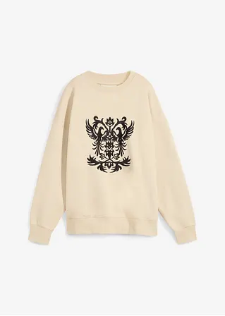 Oversize-Sweatshirt in beige von vorne - bonprix