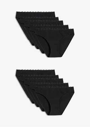 Slip mit Spitze (10er Pack) in schwarz von vorne - bonprix