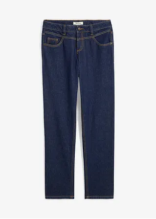 Boyfriend Jeans Mid Waist in blau von vorne - bonprix