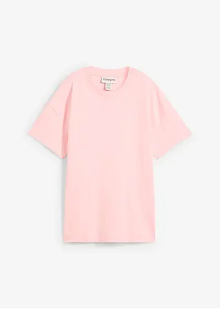 Oversize-Shirt aus reiner schwerer Bio-Baumwolle in rosa von vorne - bonprix