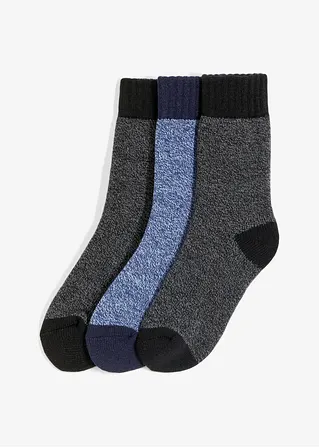 Thermosocken mit Innenfrottee (3er-Pack) in schwarz von vorne - bonprix