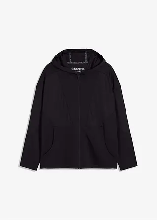 Funktions-Sportjacke mit transparentem Mesh, oversized in schwarz von vorne - bonprix