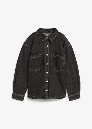 Jeanshemd, Oversized in schwarz von vorne - bonprix