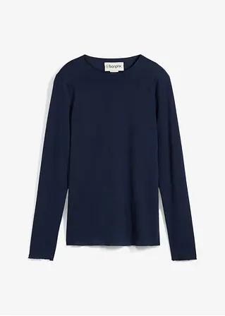 Weiches Langarmshirt in blau von vorne - bonprix