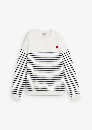 Oversize-Sweatshirt aus Baumwollmix in weiß von vorne - bonprix