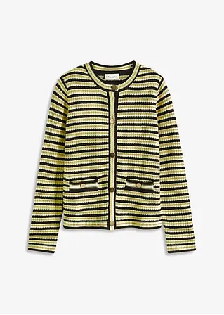 Strickjacke mit edlen Knöpfen in beige von vorne - bonprix