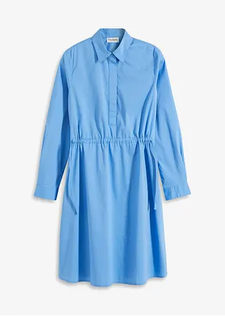 Hemdblusenkleid aus Popeline in blau von vorne - bonprix
