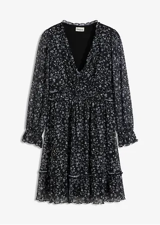 Minikleid aus Mesh in schwarz von vorne - bonprix