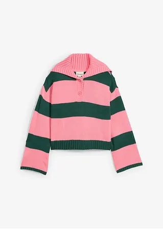 Gestreifter Pullover in rosa von vorne - bonprix