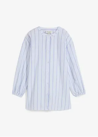 Longbluse aus Baumwollpopeline in blau von vorne - bonprix