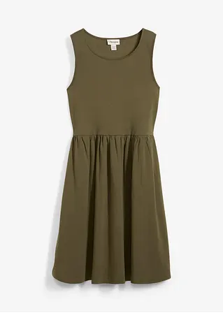 Shirtkleid mit Taschen aus reiner Baumwolle in grün von vorne - bonprix