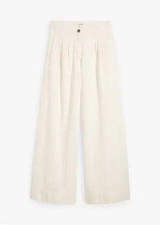 Twillhose aus reiner Baumwolle in weiß von vorne - bonprix