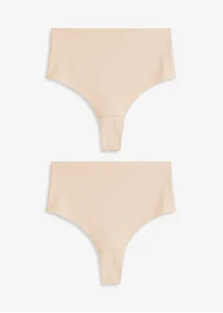 Nahtloser Shape String mit leichter Formkraft (2er P.) in beige von vorne - bonprix