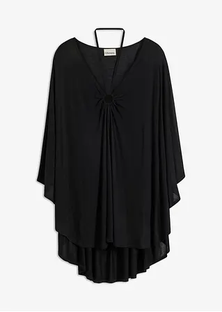 Transparente Strandtunika aus Viskose in schwarz von vorne - bonprix
