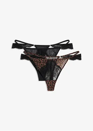 Tanga String (2er Pack) in schwarz von vorne - bonprix