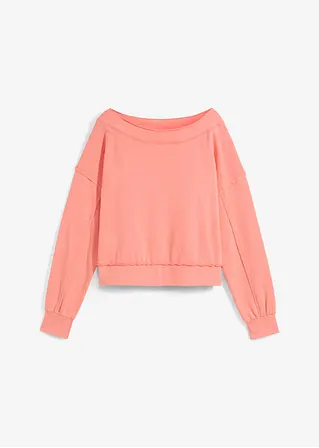 Oversize-Sweatshirt aus weichem Baumwoll-Mix in pink von vorne - bonprix
