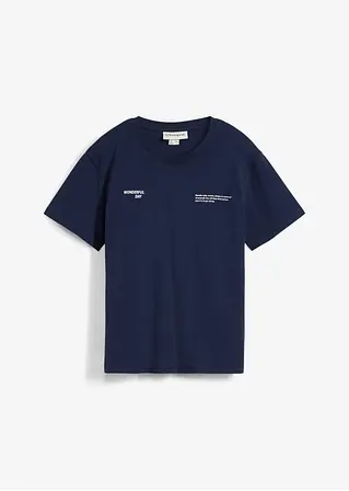 T-Shirt aus reiner Bio-Baumwolle in blau von vorne - bonprix