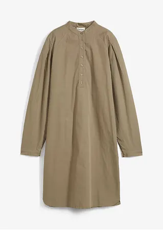 Hemdblusenkleid aus reiner Baumwolle in grau von vorne - bonprix