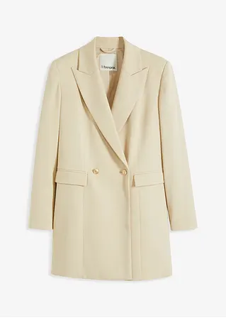 Longblazer mit dekorativen Knöpfen in beige von vorne - bonprix
