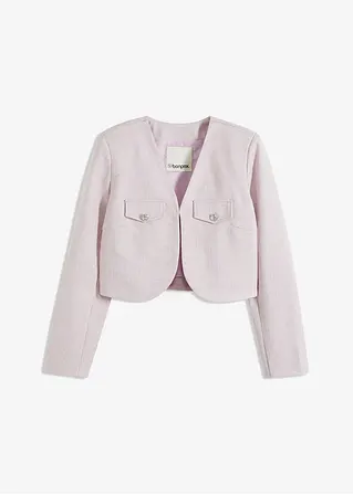 Bouclé-Kurzblazer in lila von vorne - bonprix
