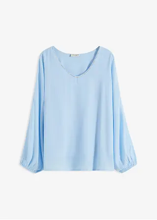 Chiffon-Tunika mit Glitzersteinchen in blau von vorne - bonprix