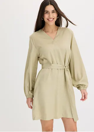 Kleid aus Lyocell mit Bindeband (2-tlg.-Set) in grün von vorne (Totalaufnahme) - bonprix