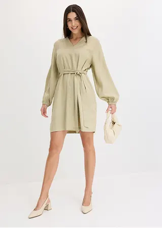 Kleid aus Lyocell mit Bindeband (2-tlg.-Set) in grün im Look von vorne (Totalaufnahme) - bonprix