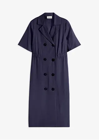 Kleid Lyocell mit Reverskragen in blau von vorne - bonprix