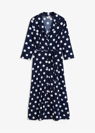 Hemdblusenkleid mit Bindeband (2-tlg. Set) in blau von vorne - bonprix