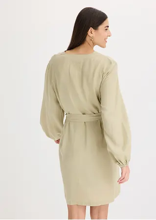 Kleid aus Lyocell mit Bindeband (2-tlg.-Set) in grün von hinten (Totalaufnahme) - bonprix
