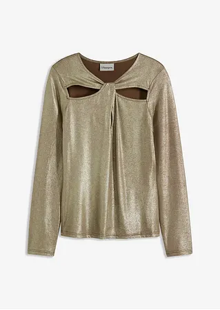 Langarmshirt mit Cut-Outs in gold von vorne - bonprix