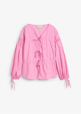 Bluse mit Schleifen in rosa von vorne - bonprix