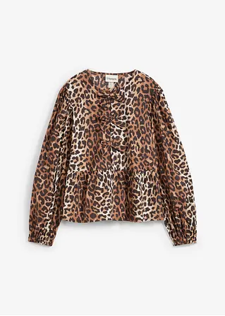 Bluse mit Schleifendetails in beige von vorne - bonprix
