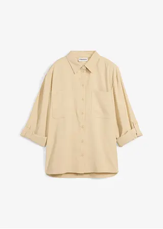 Bluse aus fließender Viskose Mischung in beige von vorne - bonprix