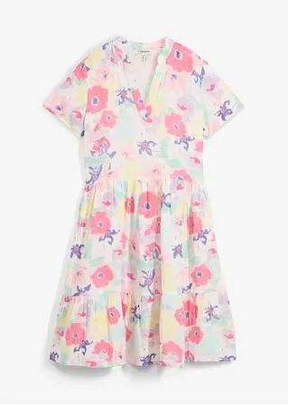 Kleid aus Musselin in weiß von vorne - bonprix