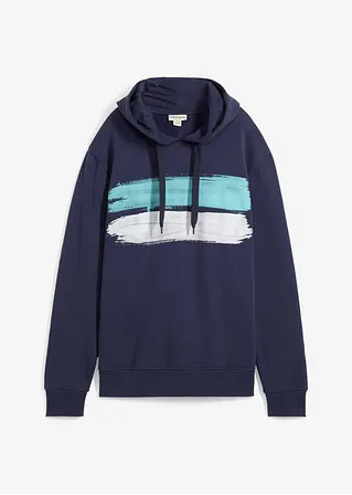 Kapuzensweatshirt aus reiner Bio Baumwolle in blau von vorne - bonprix
