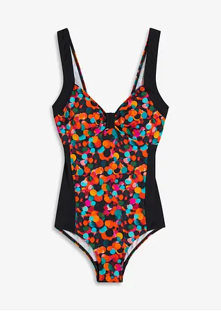 Badeanzug mit Einsätzen in schwarz von vorne - bonprix