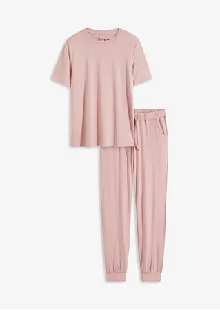 Pyjama aus Viskose in rosa von vorne - bonprix