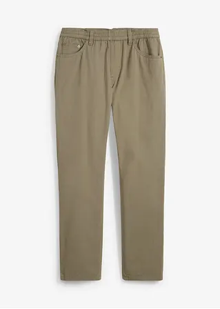 Regular Fit Schlupfhose aus reiner Baumwolle, Straight in grün von vorne - bonprix
