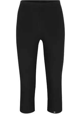 Capri-Leggings aus reiner Baumwolle in schwarz von vorne - bonprix