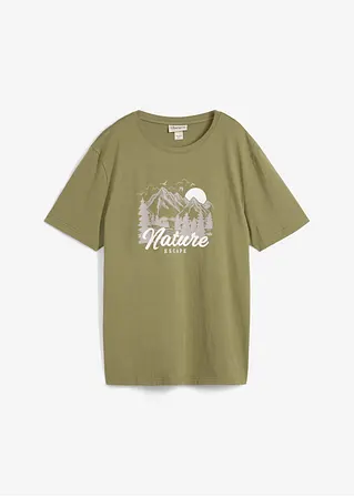T-Shirt aus reiner Bio-Baumwolle in grün von vorne - bonprix