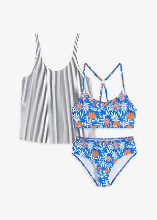 Tankini mit Bikini-Oberteil (3-tlg.Set) in weiß von vorne - bonprix