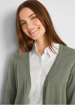 Longstrickjacke, offen in grün (Detailaufnahme) - bonprix