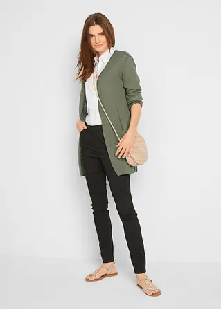 Longstrickjacke, offen in grün im Look von vorne (Totalaufnahme) - bonprix