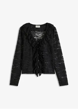 Spitzen-Bluse in schwarz von vorne - bonprix