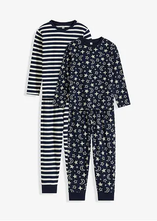 Pyjama mit Bio-Baumwolle (4-tlg. Set) in blau von vorne - bonprix