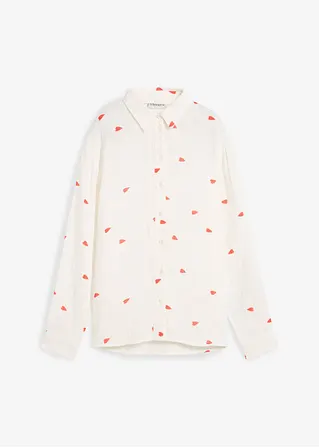 Musselin-Bluse mit Herzen in weiß von vorne - bonprix